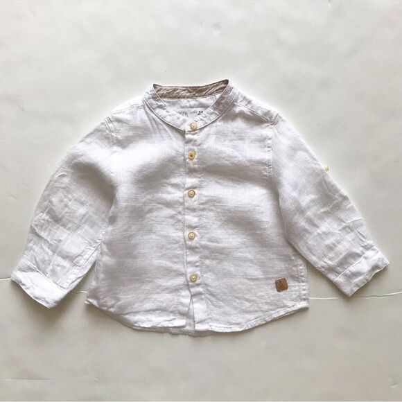 Zara linen button down shirt EUC 3-6 months - Picture 1 of 5